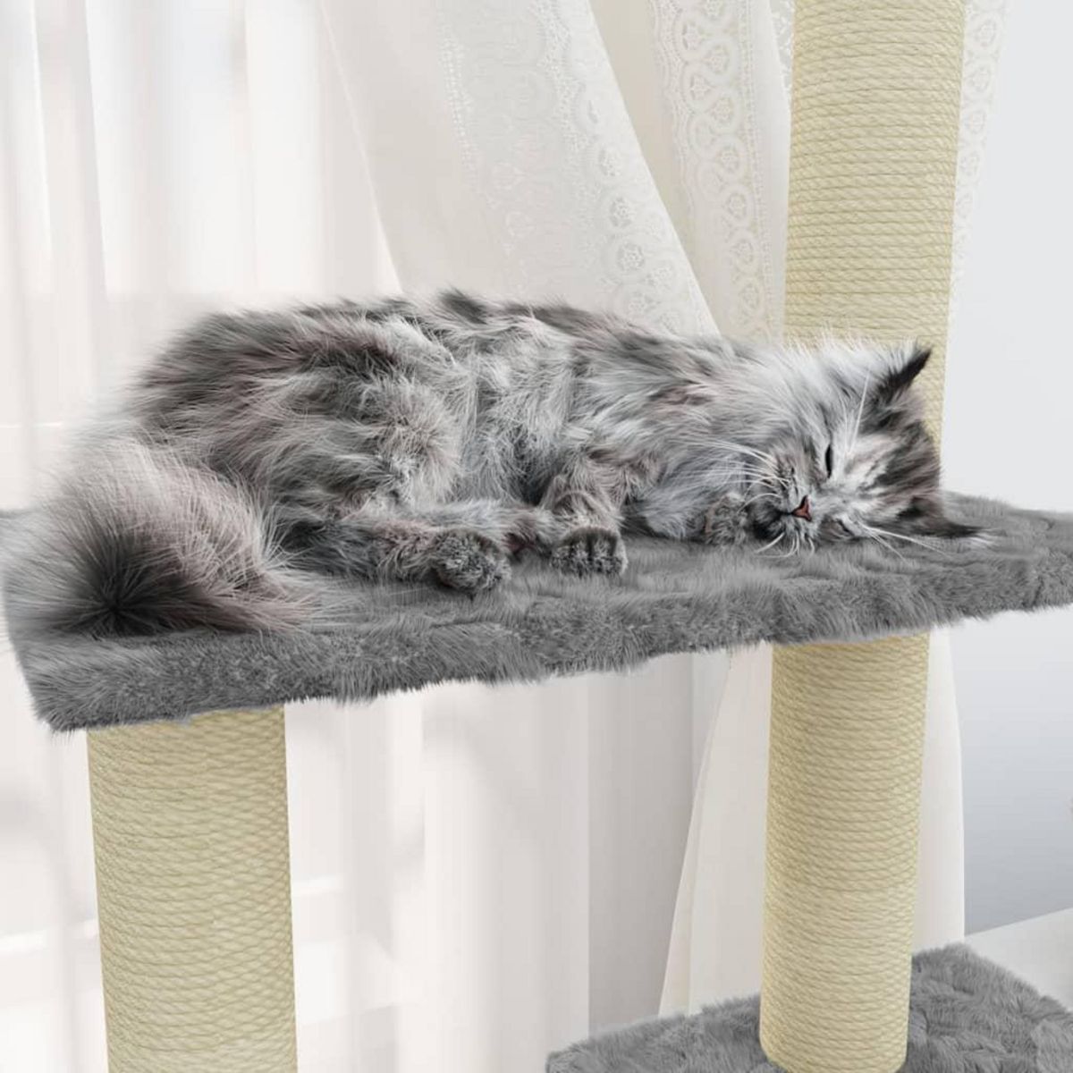 VIDAXL Arbre a chat avec griffoirs en sisal Gris clair 155 cm