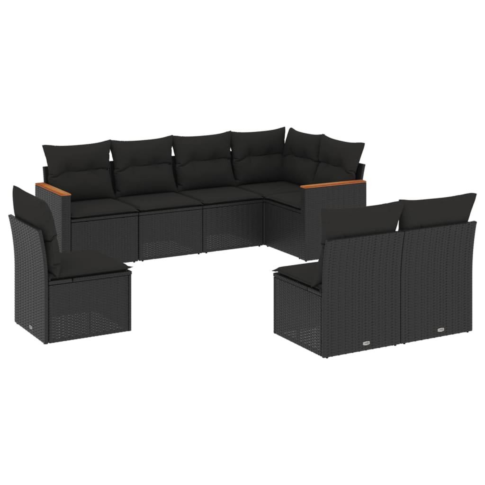 Voir la diapositive 2 : VIDAXL Salon de jardin 8 pcs avec coussins noir resine tressee