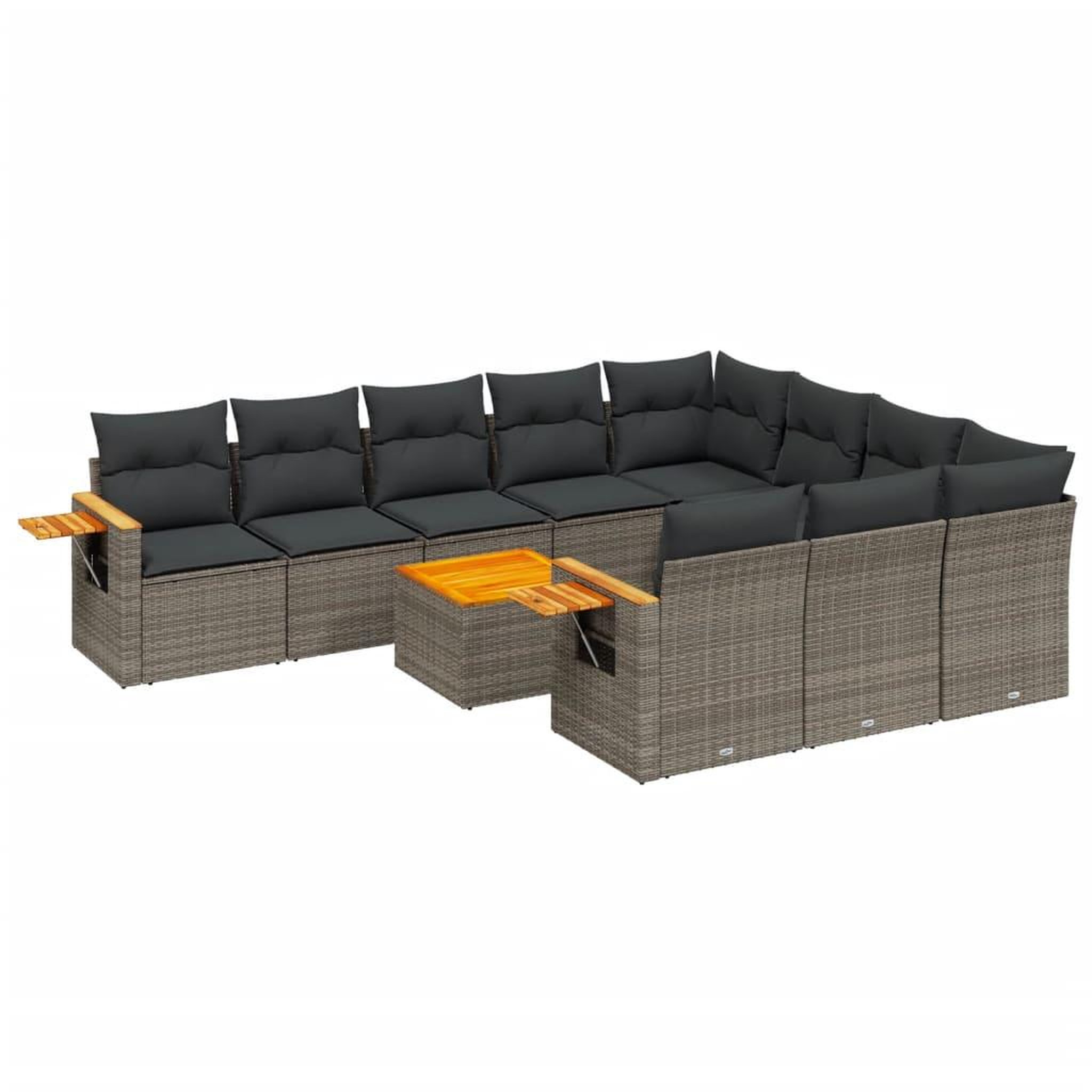 Voir la diapositive 2 : VIDAXL Salon de jardin 11 pcs avec coussins gris resine tressee