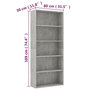 Voir la diapositive 6 : VIDAXL Bibliotheque a 5 niveaux Gris beton 80x30x189cm Bois ingenierie