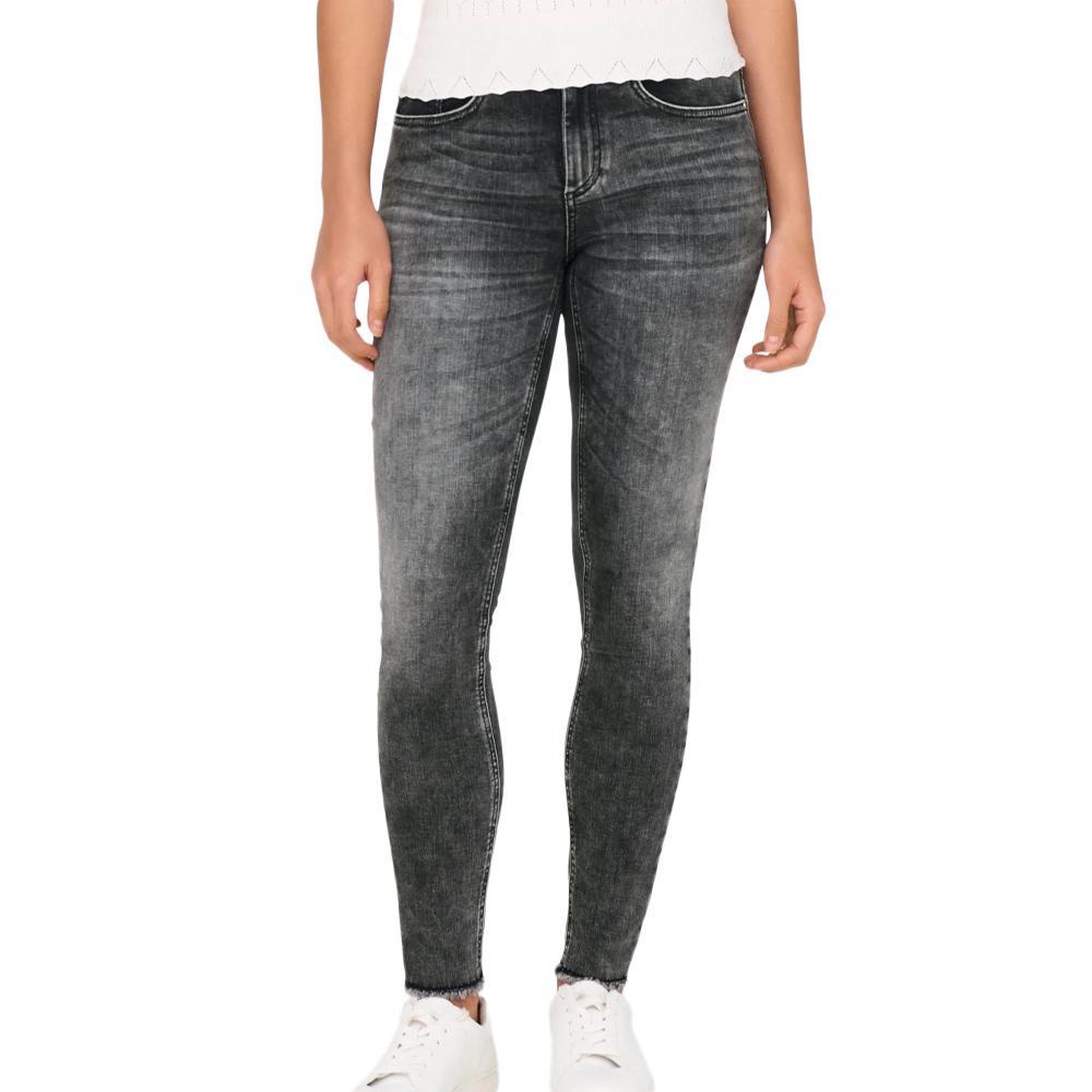 Only Jean Skinny Gris/Noir  Femme Only Mid Ankle. Coloris disponibles : Gris