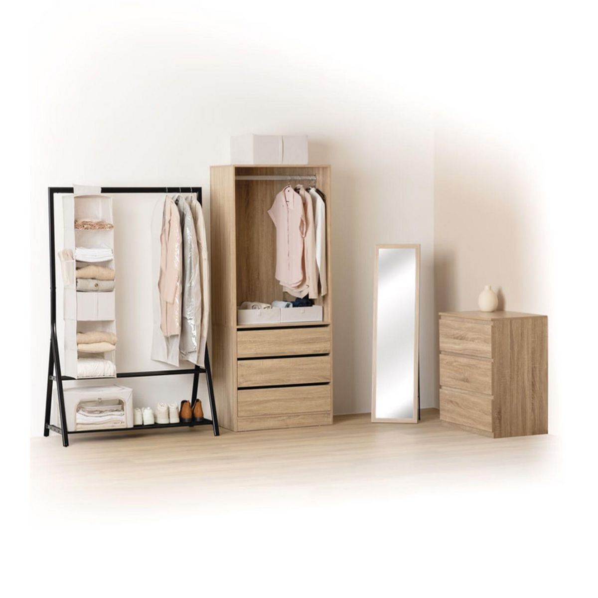 FIVE Dressing 3 tiroirs avec penderie - Beige