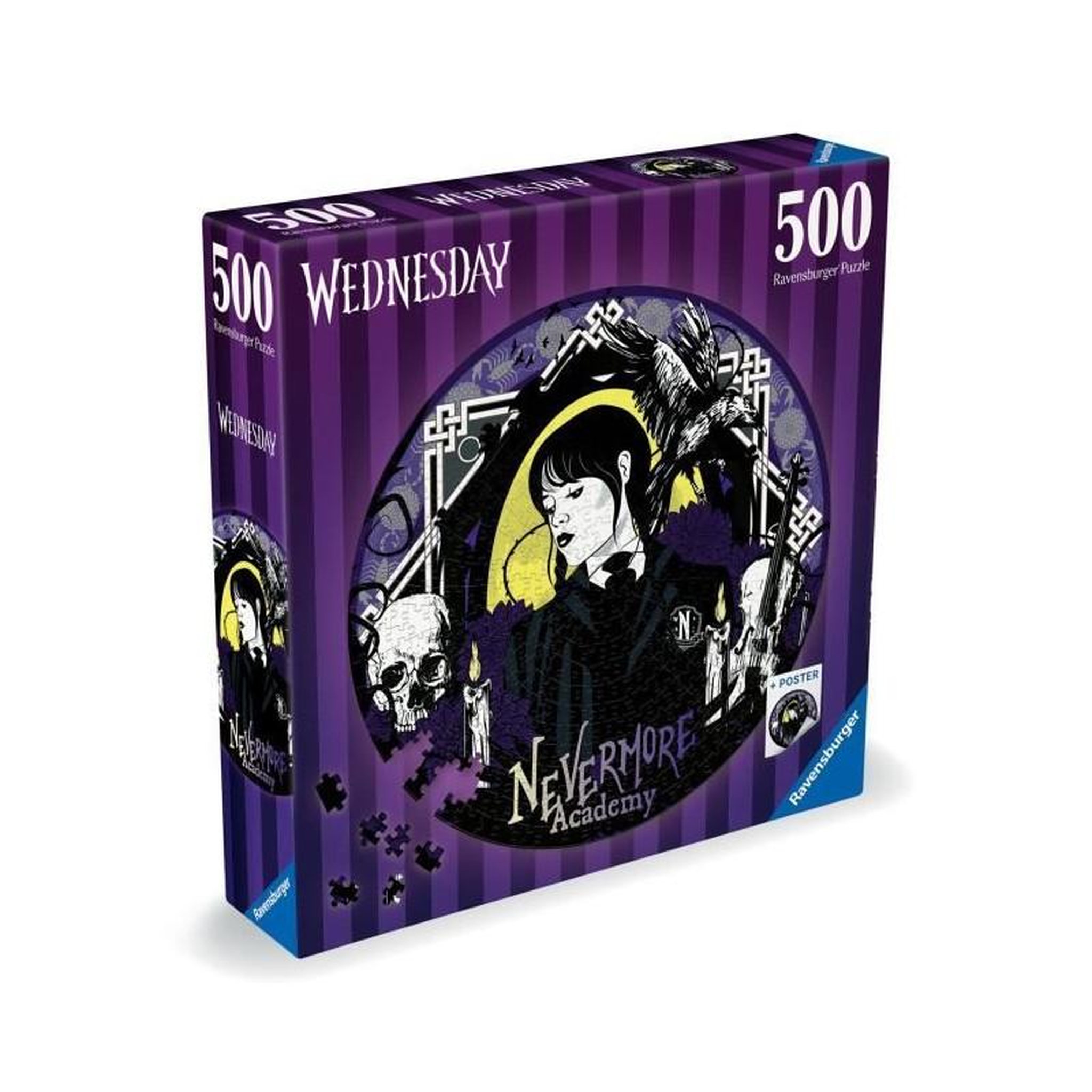 RAVENSBURGER Puzzle rond 500 pièces - Mercredi Adams - Dessins animés et BD - Ravensburger - Dès 10 ans