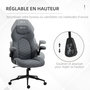 Voir la diapositive 5 : VINSETTO Fauteuil de bureau chaise de bureau ergonomique hauteur réglable pivotant 360° accoudoirs relevables tissu anthracite
