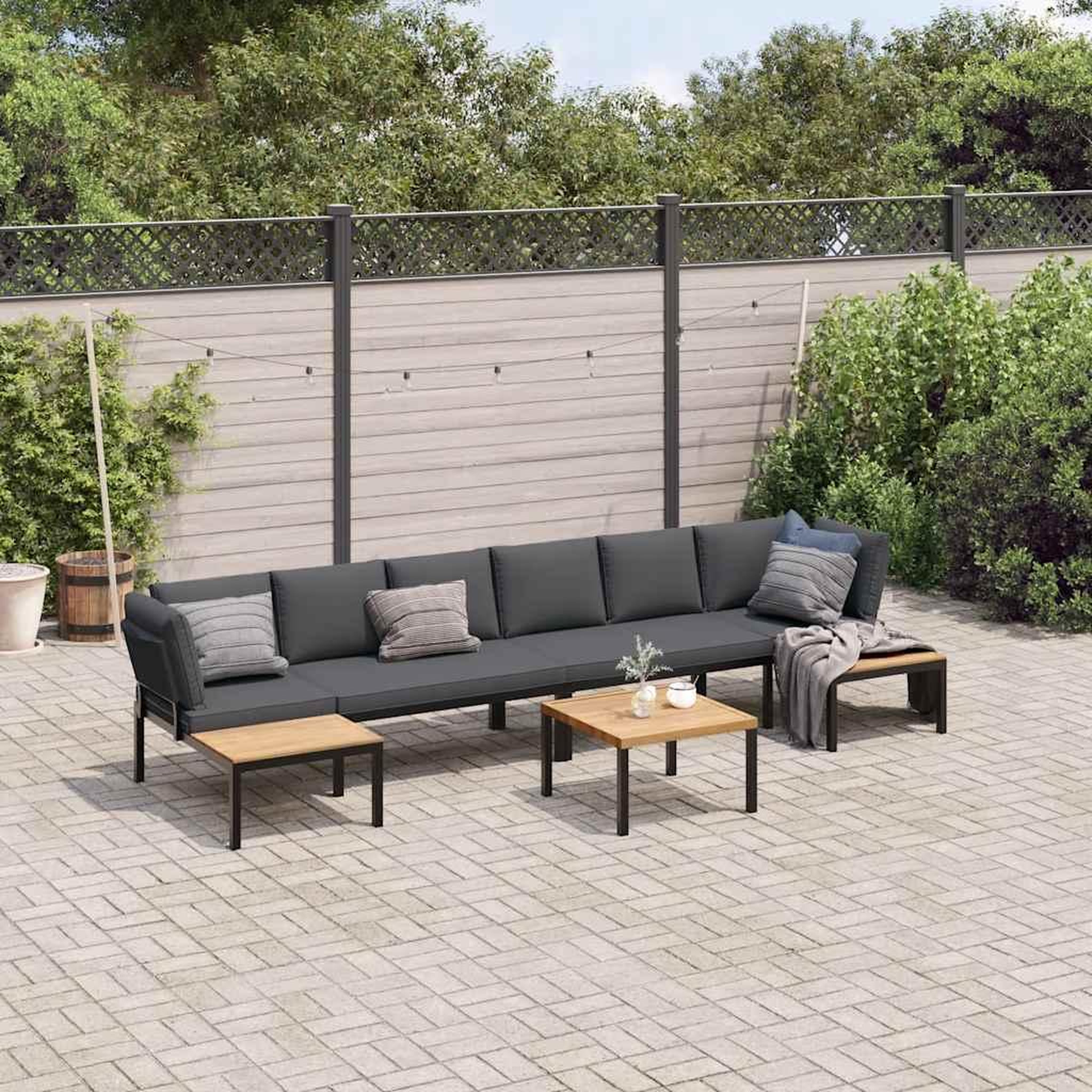 Voir la diapositive 1 : VIDAXL Salon de jardin 5 pcs avec coussins noir aluminium