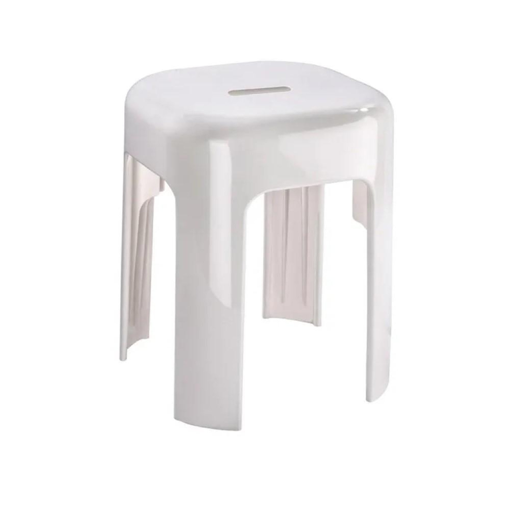 Wenko Tabouret à poser en plastique, blanc, Alaska, l.35 x L.35 x H.45 cm