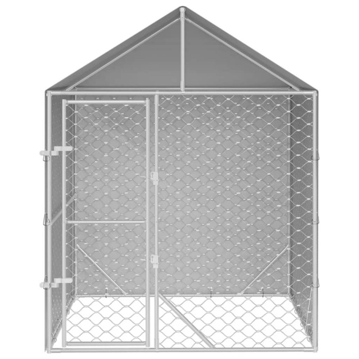 VIDAXL Chenil d'exterieur pour chiens avec toit argente 2x2x2,5 m