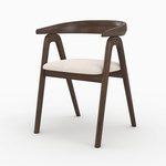 MAISON PAVANE Chaise en bois d'hévéa foncé et tissu bouclé crème-Hawa