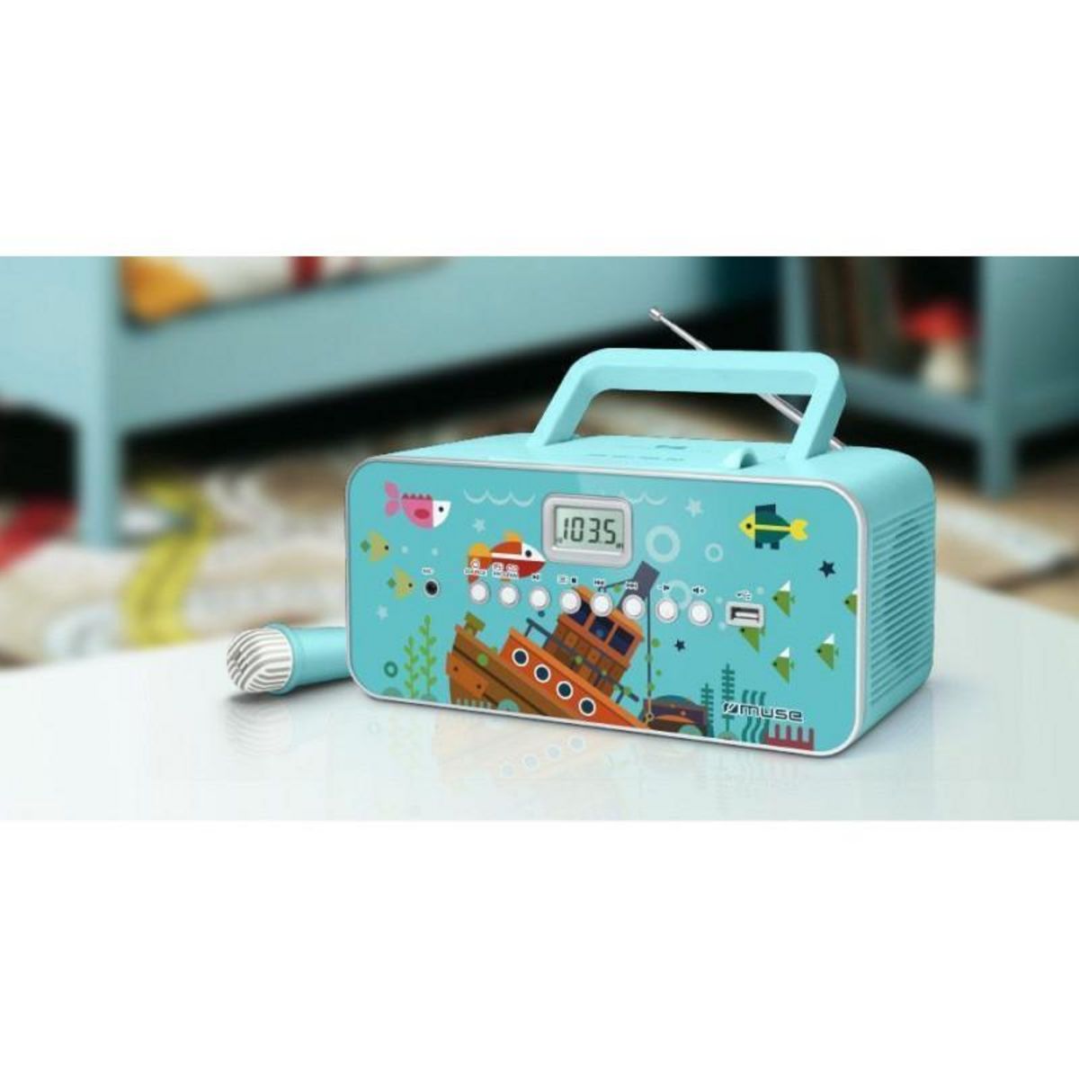 Muse Radio cd usb portable bleu avec micro - m29kb