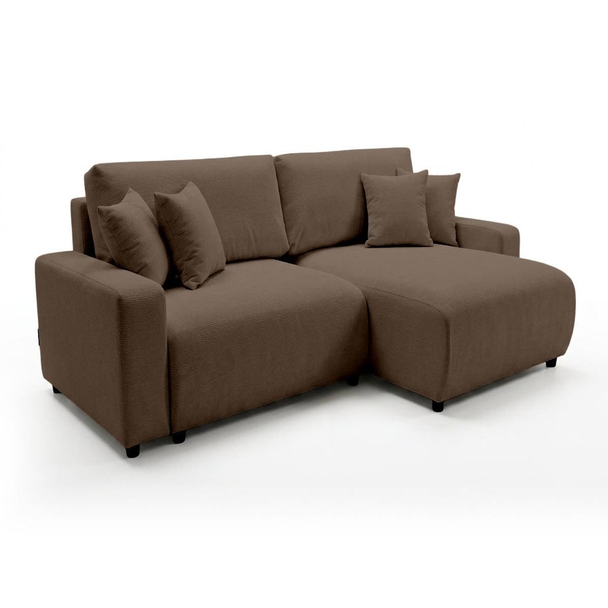 Voir la diapositive 2 : BEST MOBILIER Mini pivoine - canapé d'angle réversible 4 places convertible avec coffre en velours texturé
