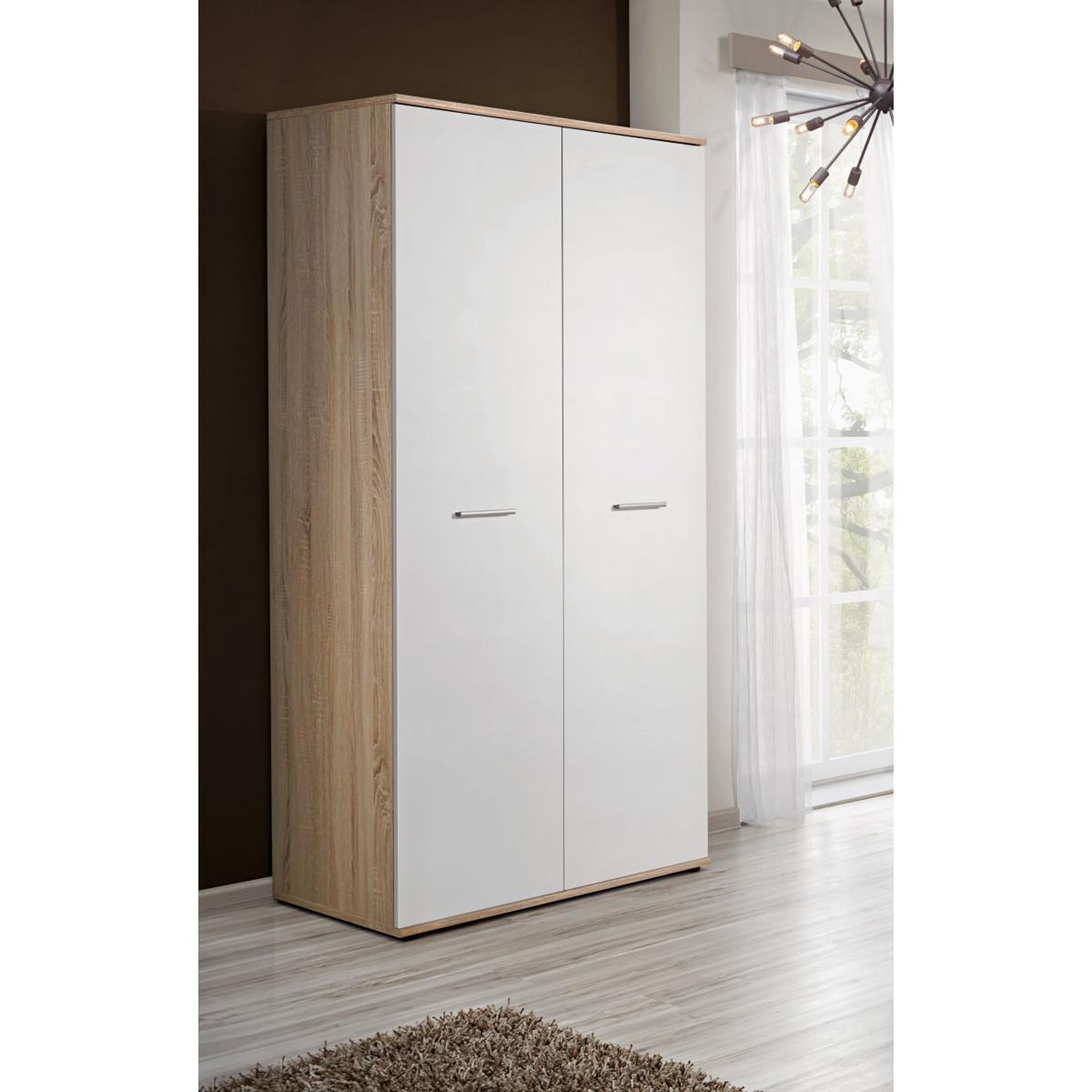 Voir la diapositive 3 : Paris Prix Armoire 2 portes  dino  191cm blanc & chêne