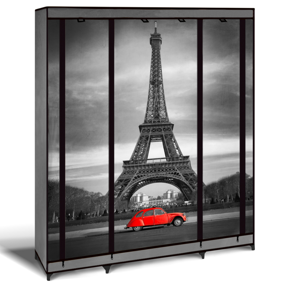ID MARKET Armoire de rangement penderie pliable vêtements en tissu PARIS dressing XXL