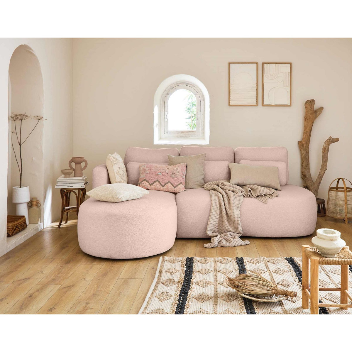 LISA DESIGN Mahina - canapé d'angle gauche - 4 places - convertible avec coffre - en tissu bouclette