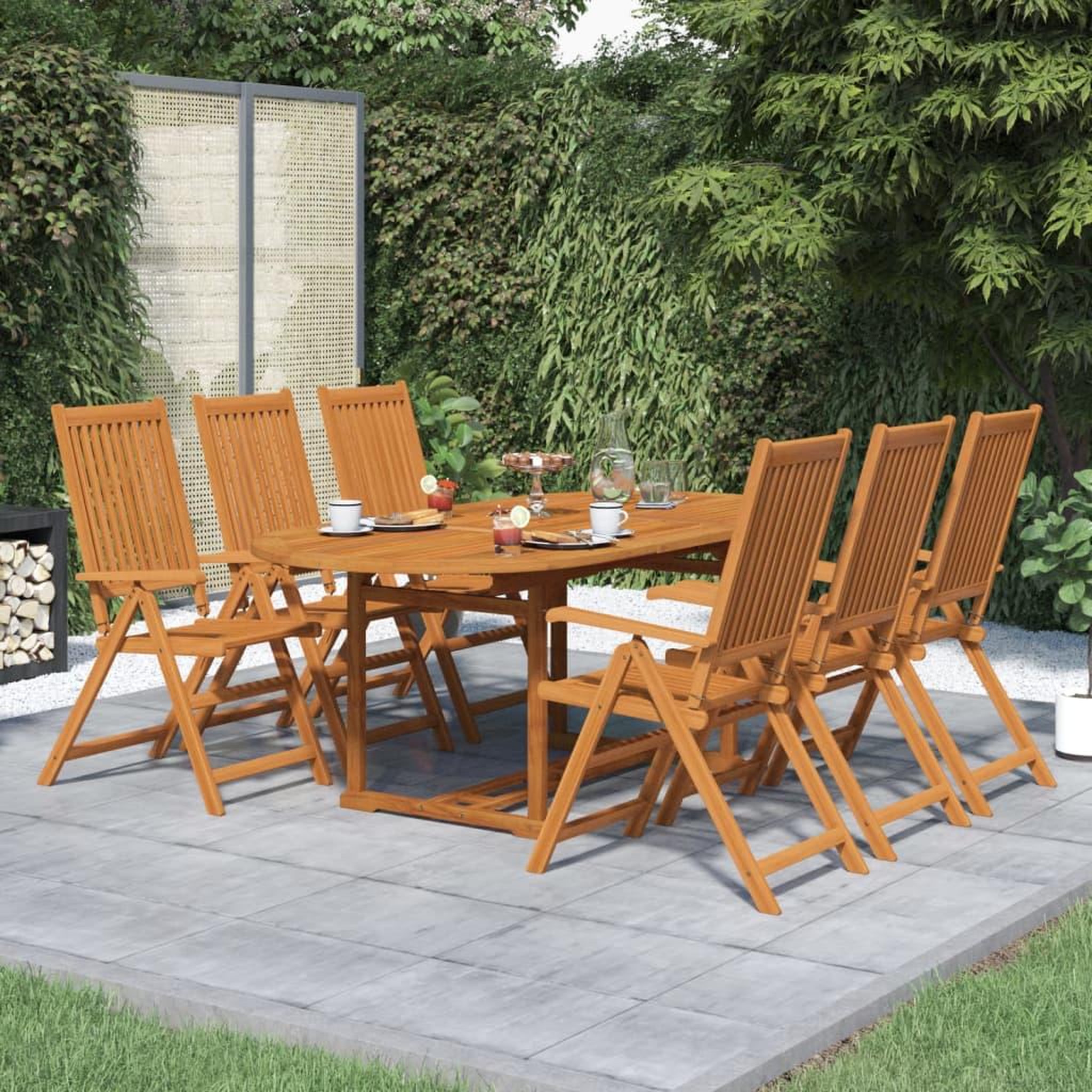 Voir la diapositive 1 : VIDAXL Ensemble a manger d'exterieur 7 pcs Bois d'acacia solide