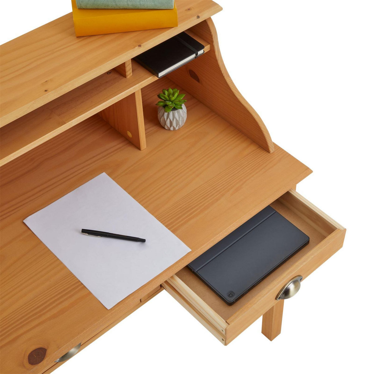 IDIMEX Bureau secrétaire MARLENE, avec 2 tiroirs, en pin massif