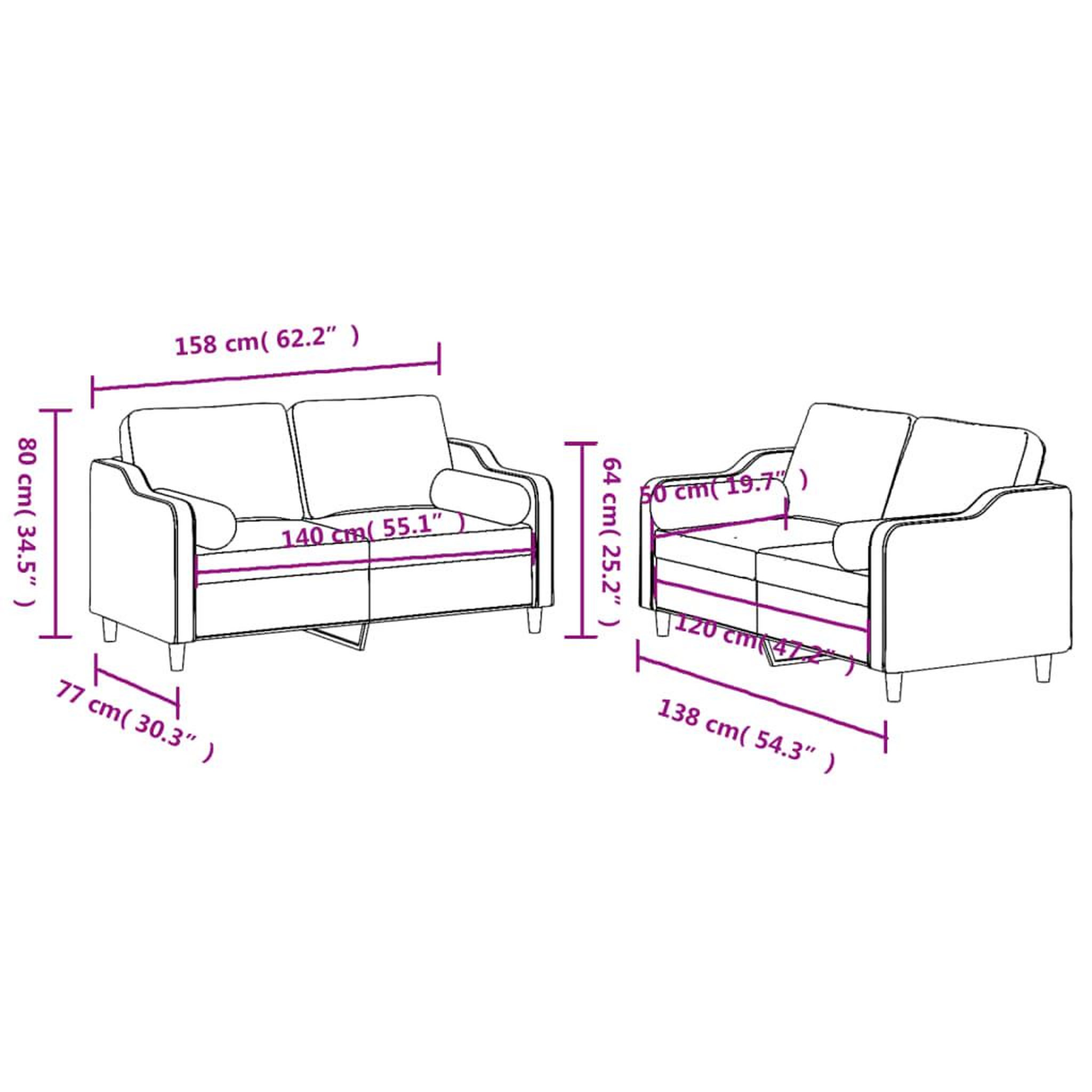 Voir la diapositive 6 : VIDAXL Ensemble de canapes 2 pcs coussins gris fonce tissu