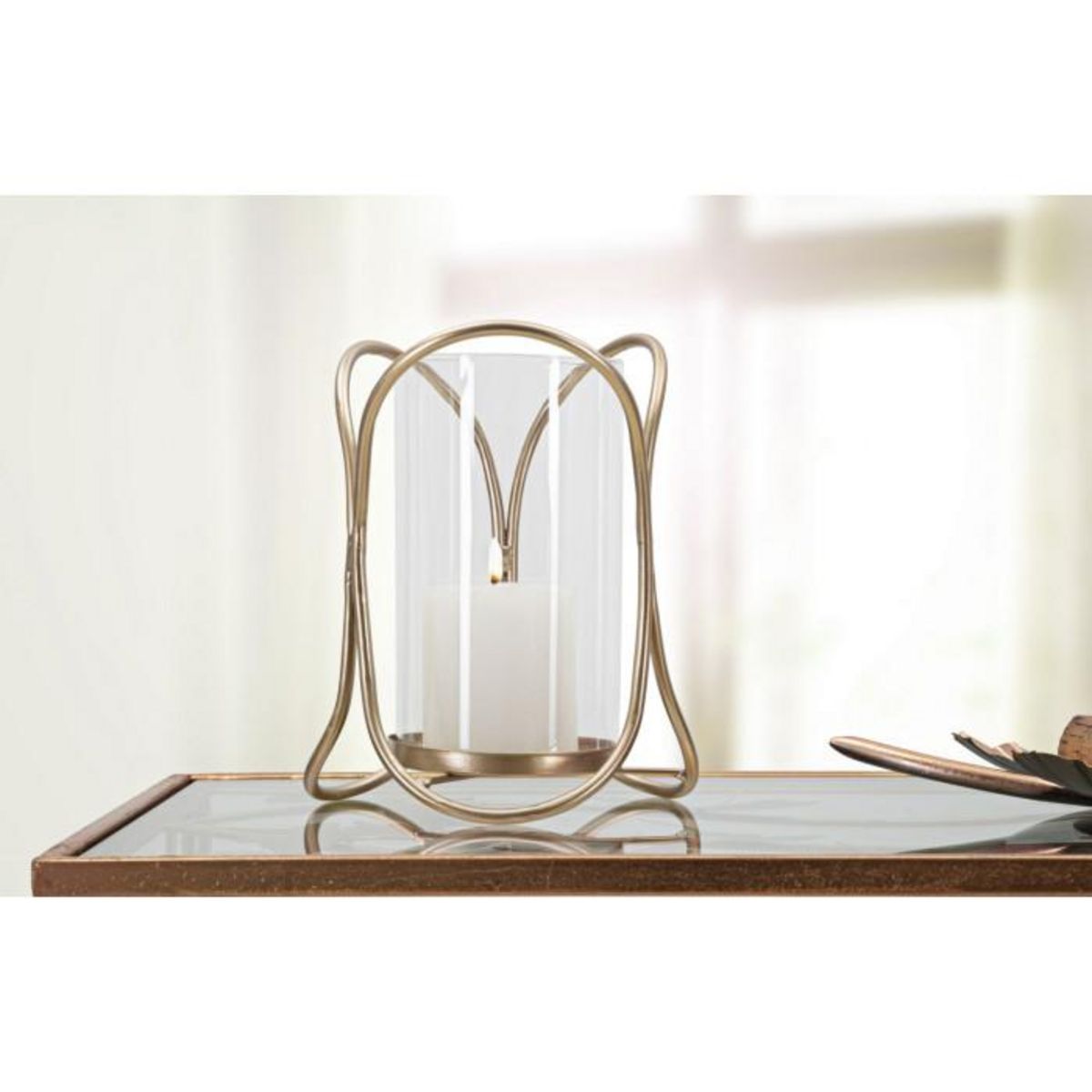 Paris Prix Photophore Design en Verre  Glox  21cm Or Foncé