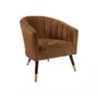 PRESENT TIME Fauteuil Royal effet velours - 1 place - Chocolat gourmand