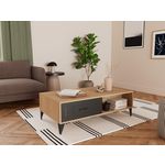 BEST MOBILIER Tribeca - table basse - effet bois et métal noir - 1 tiroir et 1 niche - 110 cm. Coloris disponibles : Marron