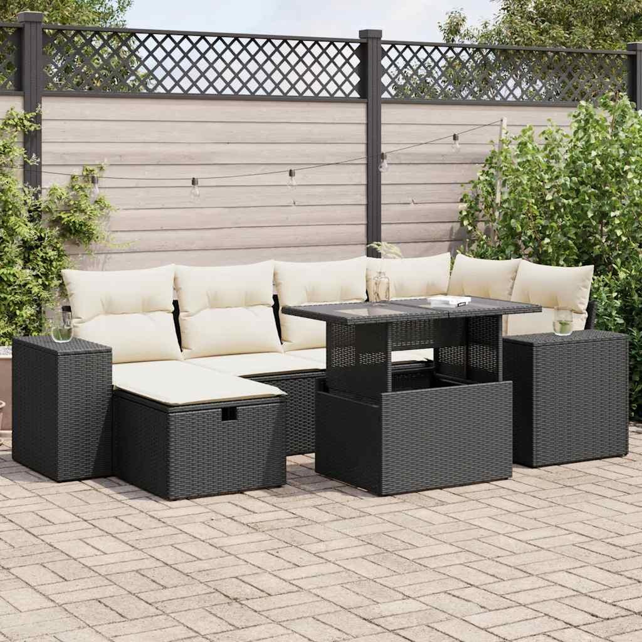 VIDAXL Salon de jardin 8 pcs avec coussins noir resine tressee