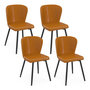 Voir la diapositive 1 : ID MARKET Lot de 4 chaises ISAURE marron avec coutures et pied métal noir