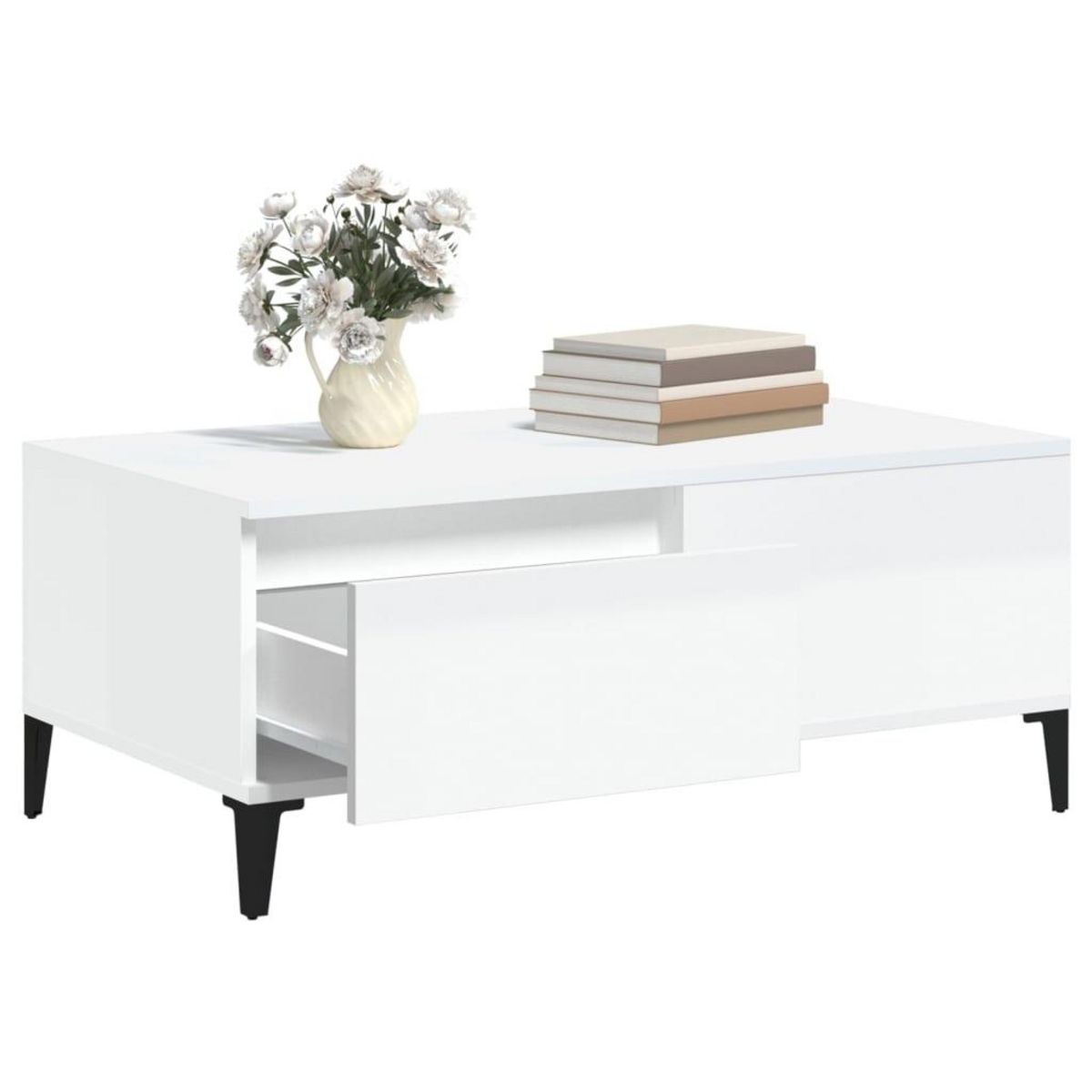 VIDAXL Table basse Blanc brillant 90x50x36,5 cm Bois d'ingenierie