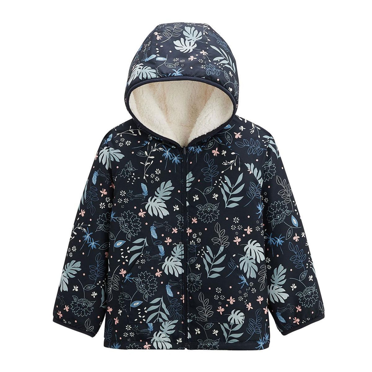 Petit Béguin Veste à capuche enfant en sherpa réversible Belle de Nuit