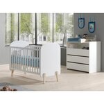 Paris Prix Pack - Lit Bébé 60x120cm, Commode & Plan à Langer  Kiddy  Blanc