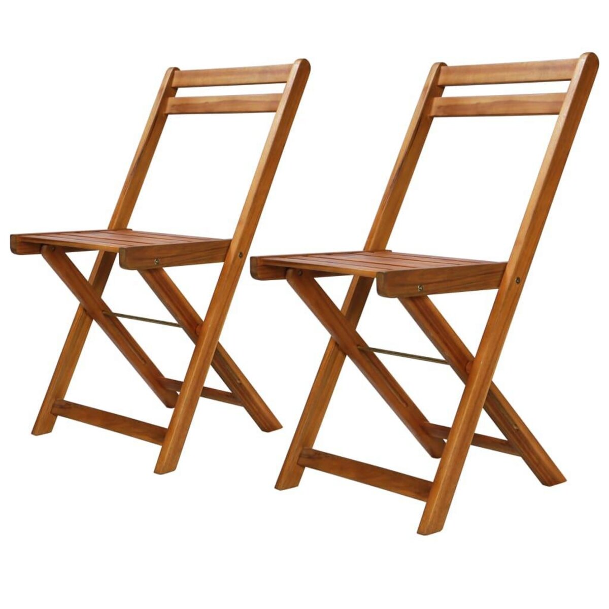 VIDAXL Chaises de bistro d'exterieur lot de 2 Bois d'acacia solide