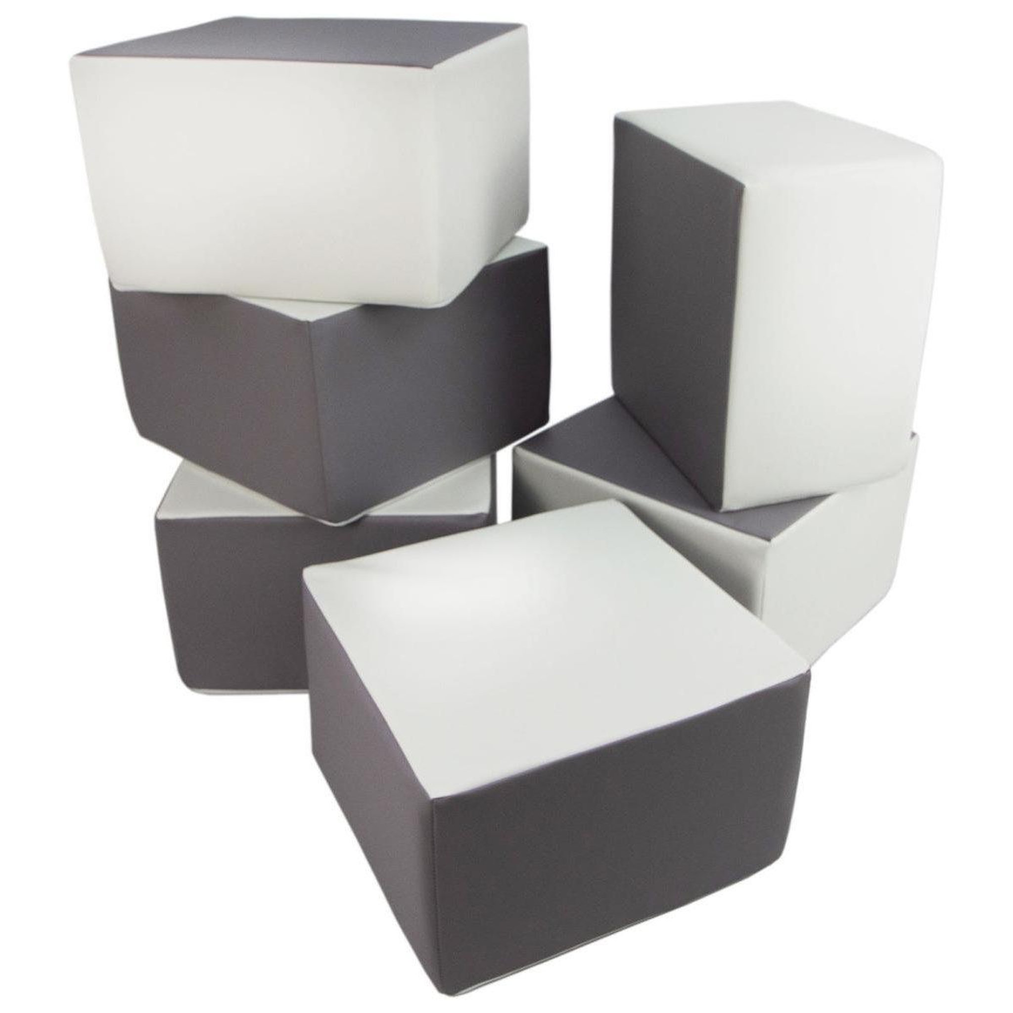 VELINDA Ensemble cubes (6 grands blocs de mousse) — blanc, gris
