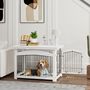 Voir la diapositive 2 : PAWHUT Cage barrière chien table basse d'appoint 3 en 1 plateau déjection amovible porte verrouillable acier MDF noir blanc