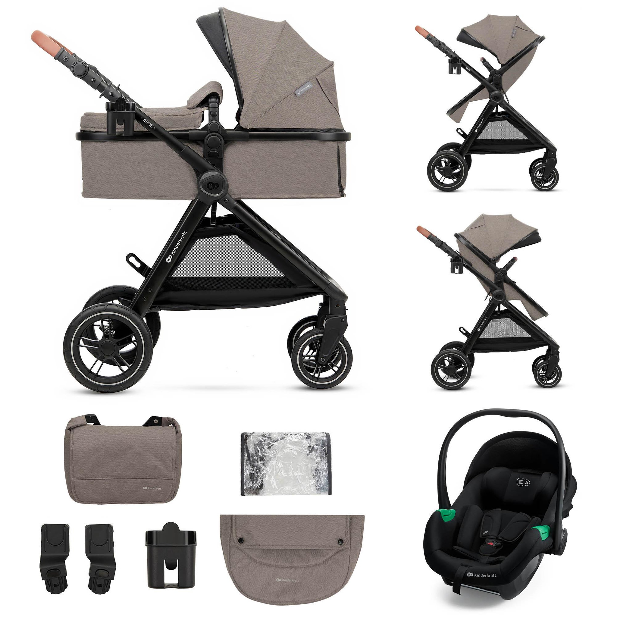 Voir la diapositive 2 : KINDERKRAFT Poussette multifonctionnelle 3 en 1 ESME PRO