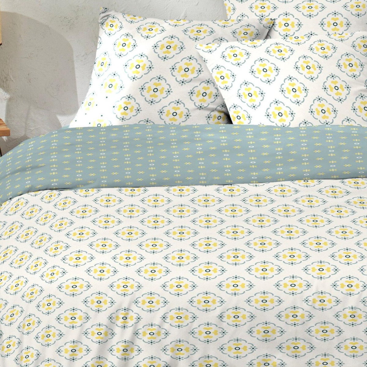 Home collection Parure housse de couetteavectaie oreiller coton 51 fils creala