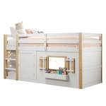MERAX Lit combiné enfant 90x200 cm coloris blanc bois massif