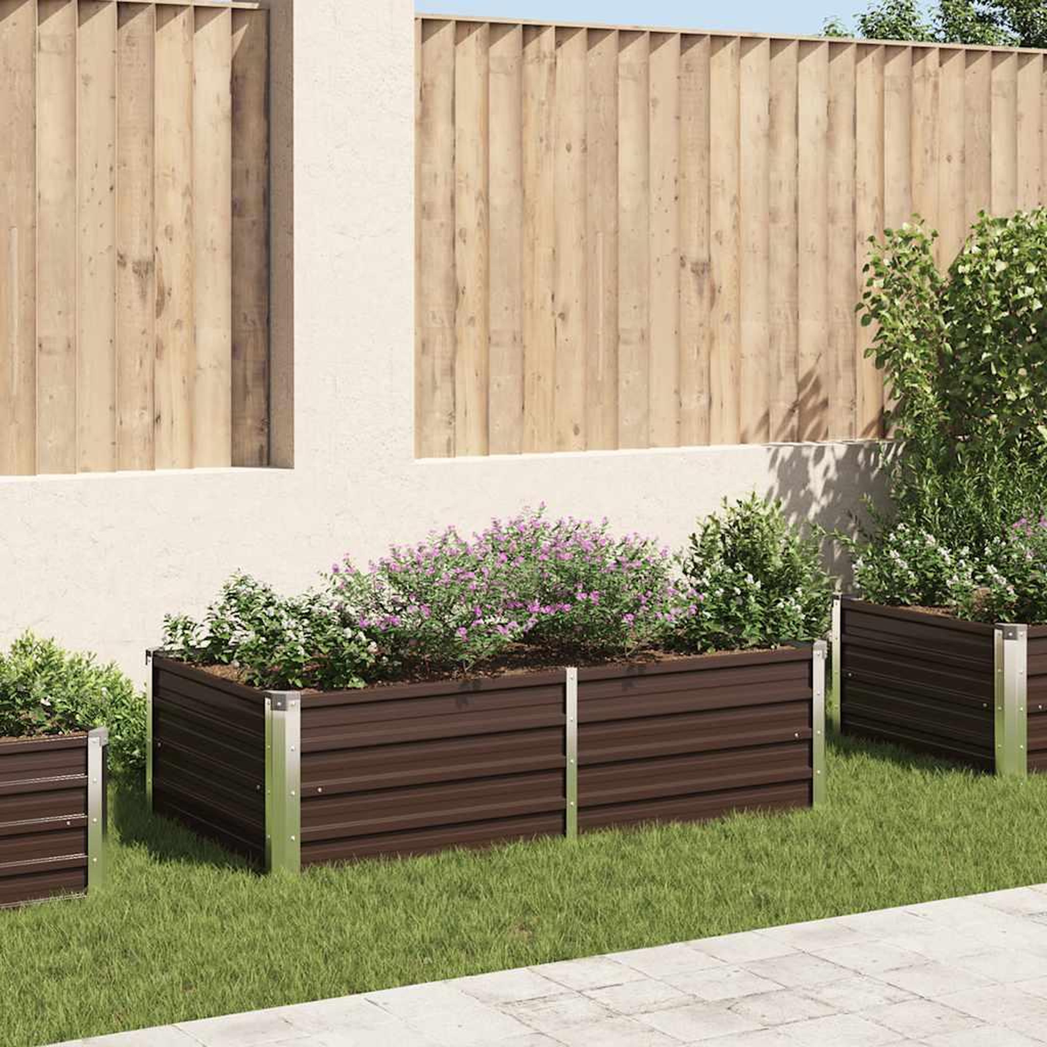 VIDAXL Jardiniere 160 x 80 x 45 cm Acier galvanise Marron