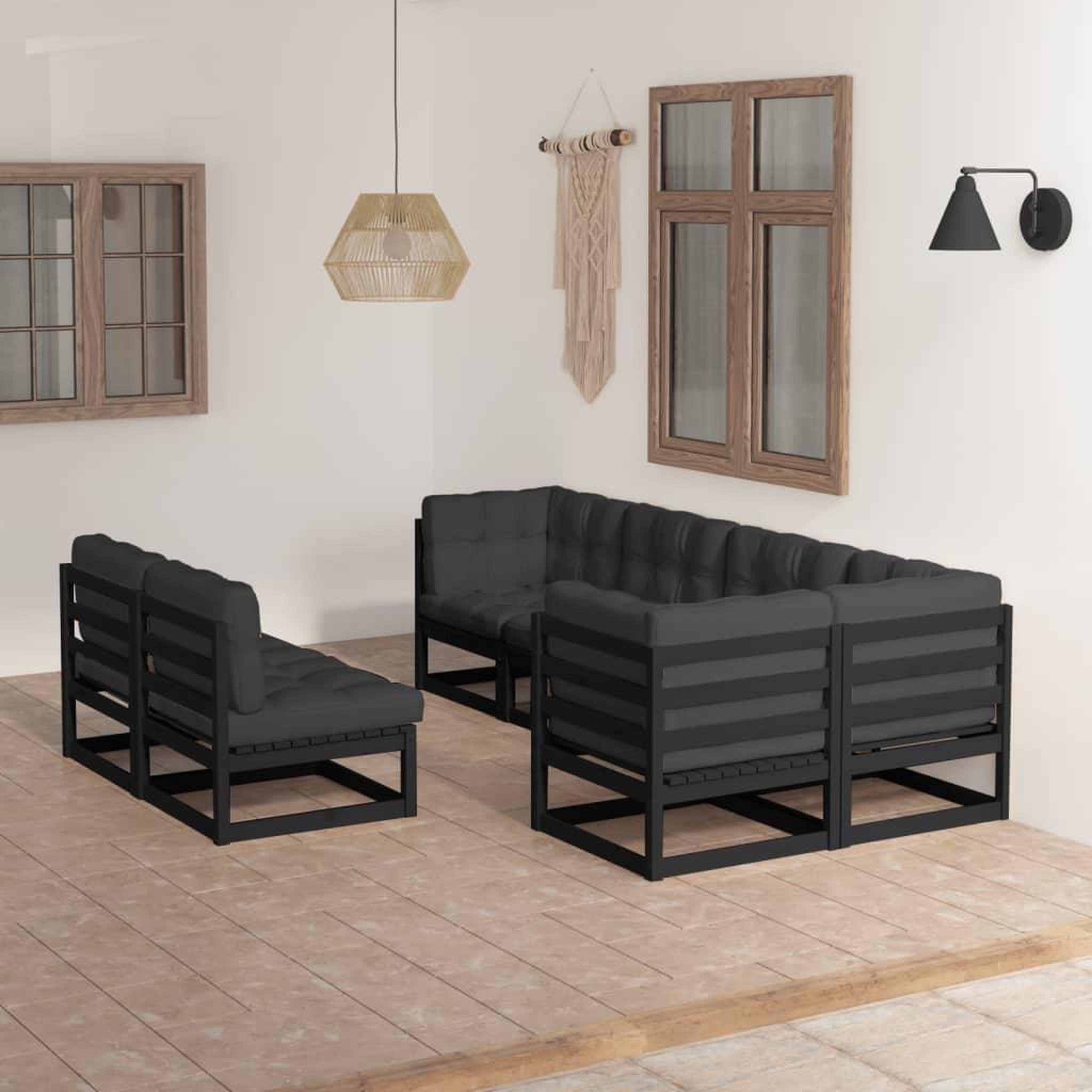 Voir la diapositive 1 : VIDAXL Salon de jardin 7 pcs avec coussins Bois de pin massif