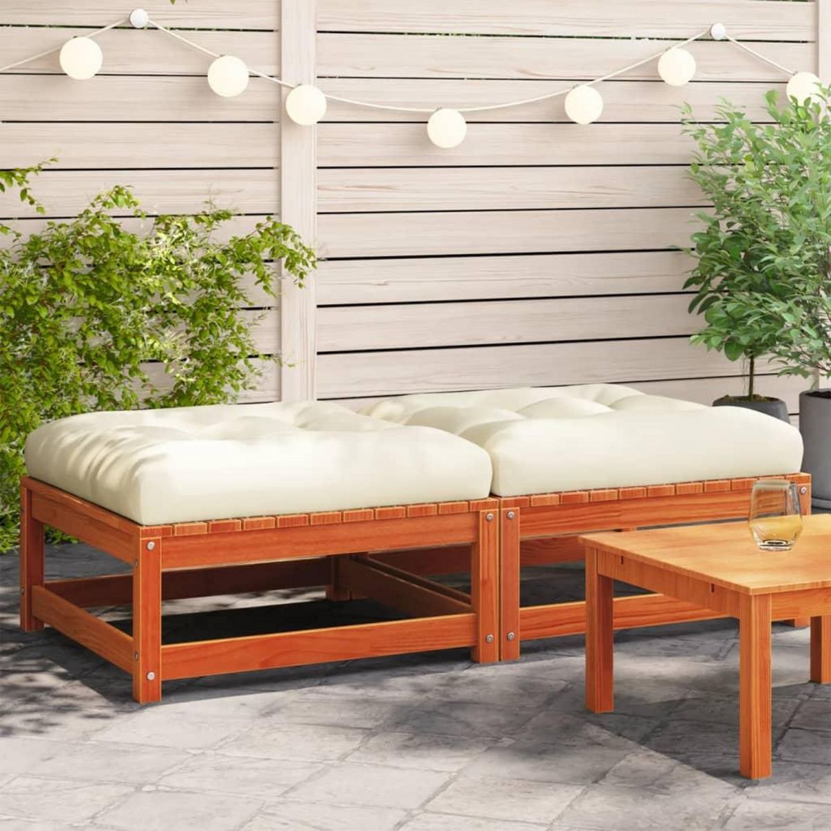 VIDAXL Repose-pieds de jardin avec coussins 2 pcs bois massif pin