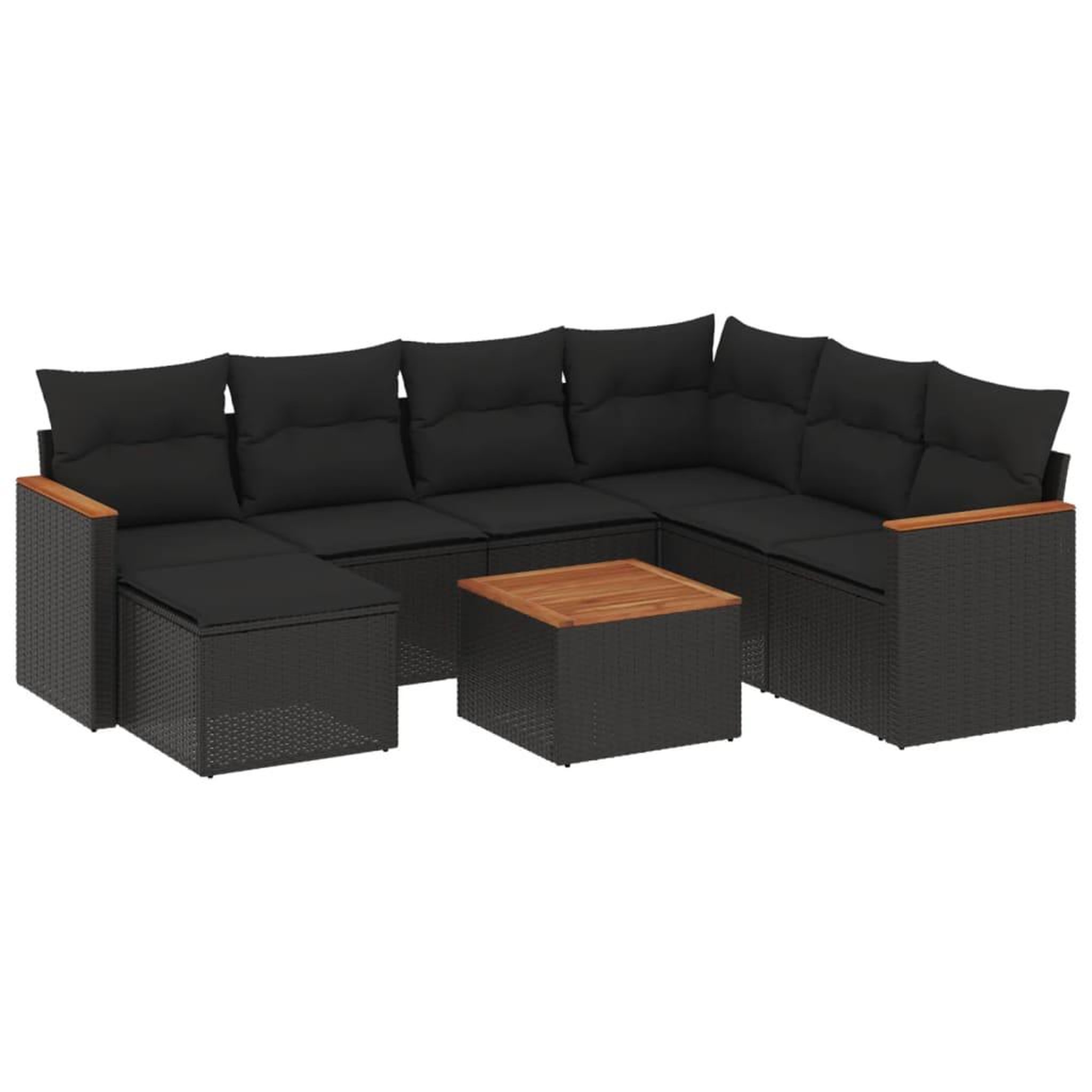 Voir la diapositive 2 : VIDAXL Salon de jardin 8 pcs avec coussins noir resine tressee