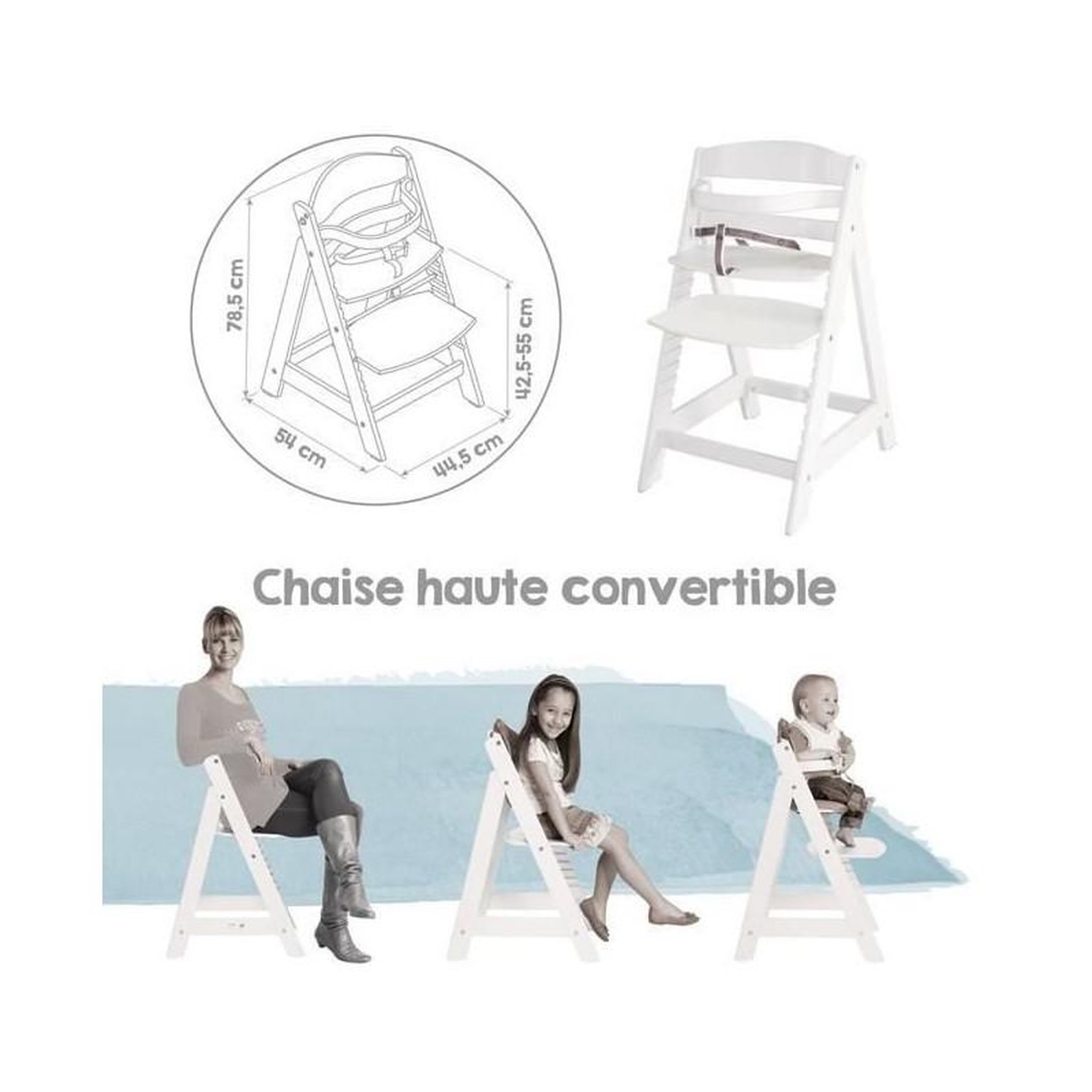 Voir la diapositive 4 : Roba Chaise Haute Évolutive Sit Up III en Bois - ROBA - Réglable en Hauteur - Blanc