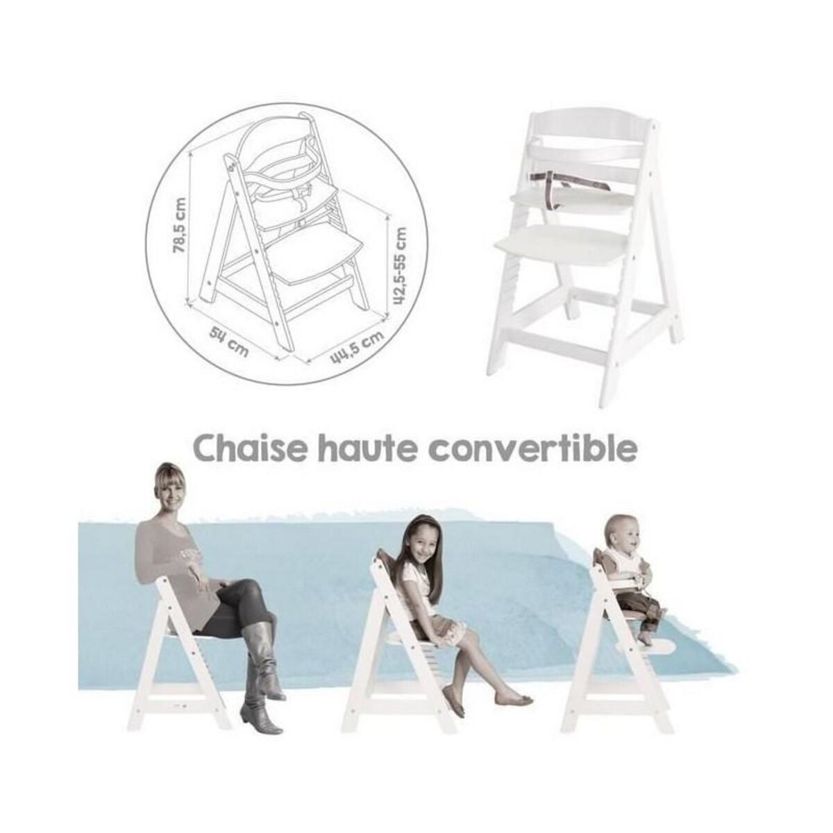 Roba Chaise Haute Évolutive Sit Up III en Bois - ROBA - Réglable en Hauteur - Blanc