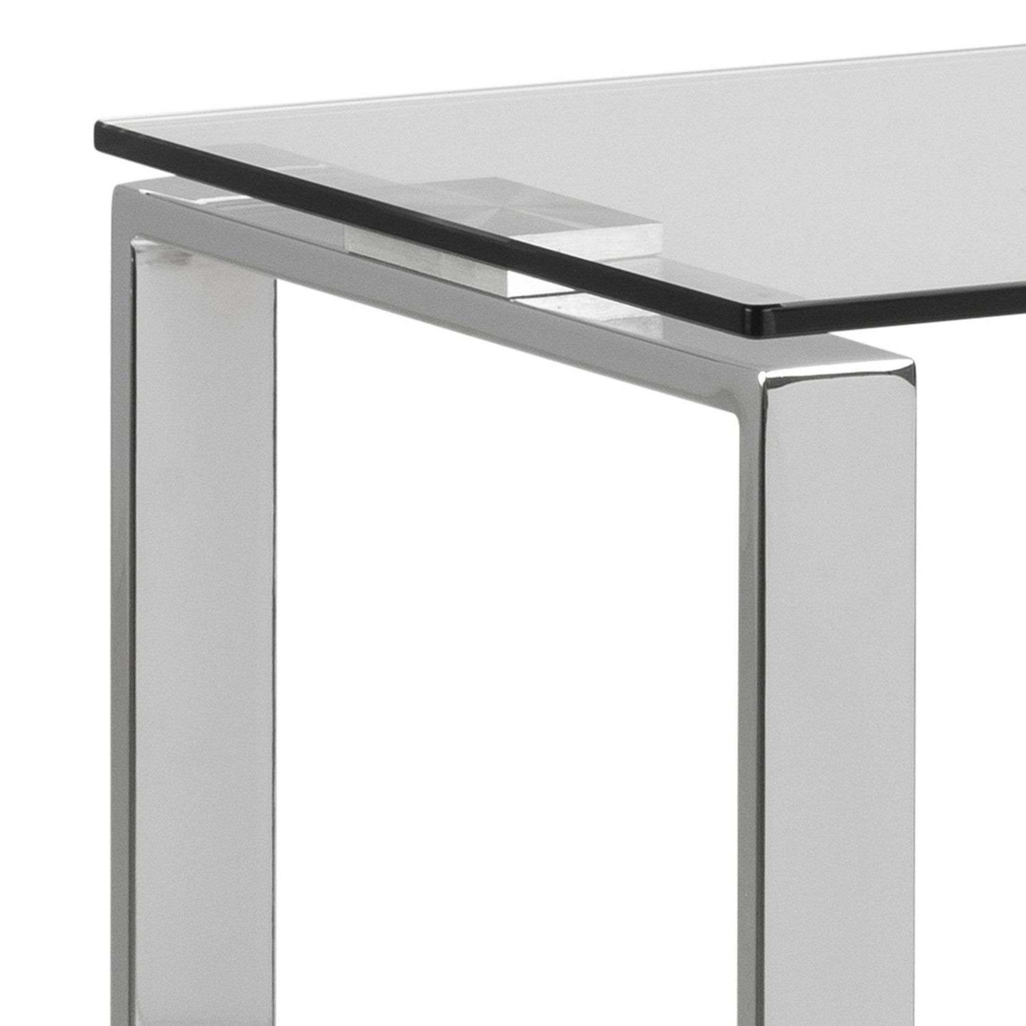 Voir la diapositive 4 : TOILINUX Console plateau verre et pieds chromés apolline - argent