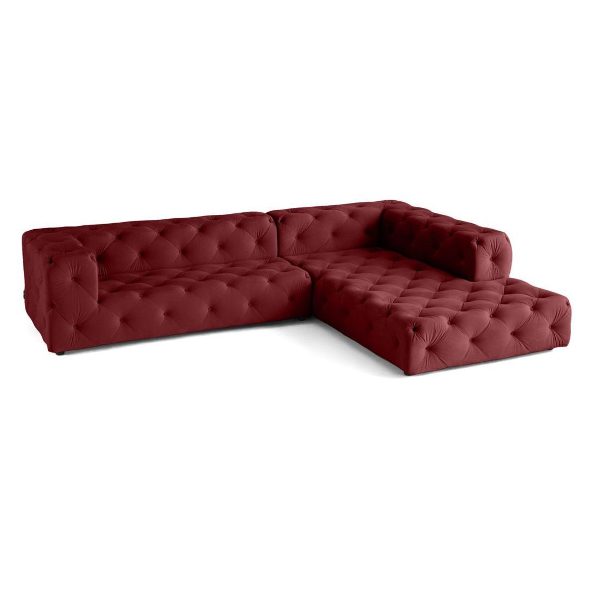 LISA DESIGN Gallata - canapé chesterfield d'angle droit - 5 places - en velours