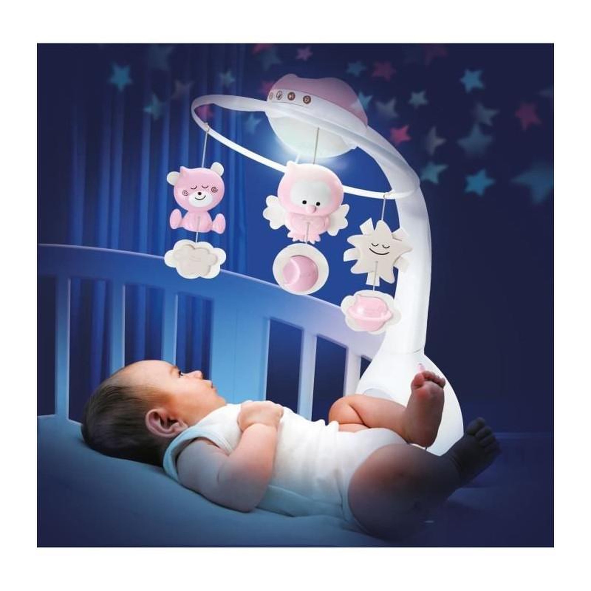 Voir la diapositive 2 : INFANTINO Mobile musical et projecteur - INFANTINO - Douce Nuit 3-en1 - Rose