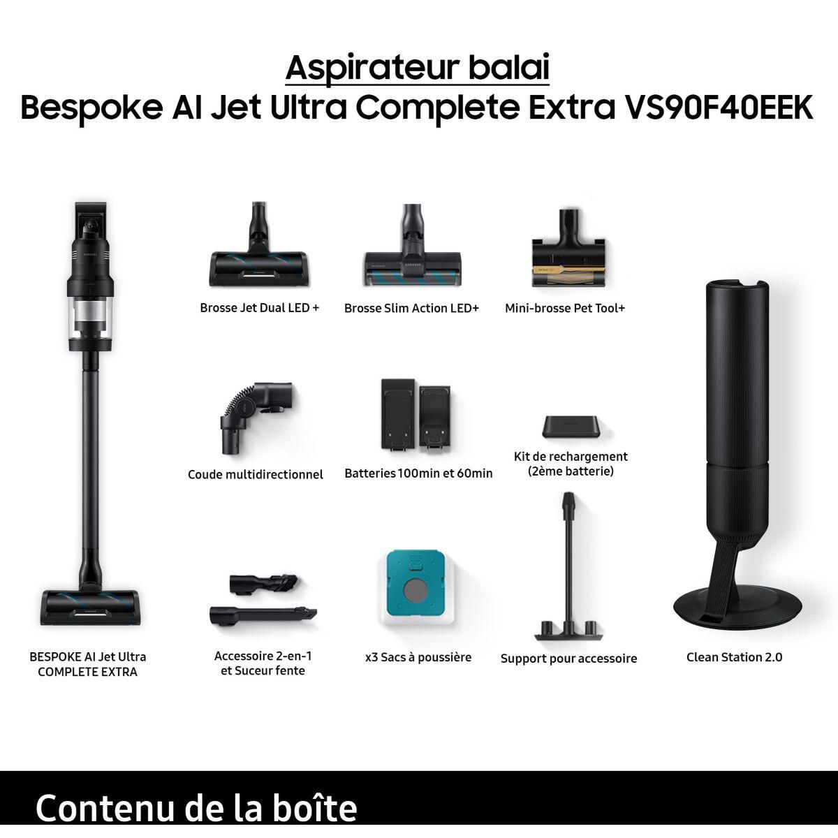Samsung Aspirateur balai Bespoke AI Jet Ultra 2 batteries VS90F40EEK/WD