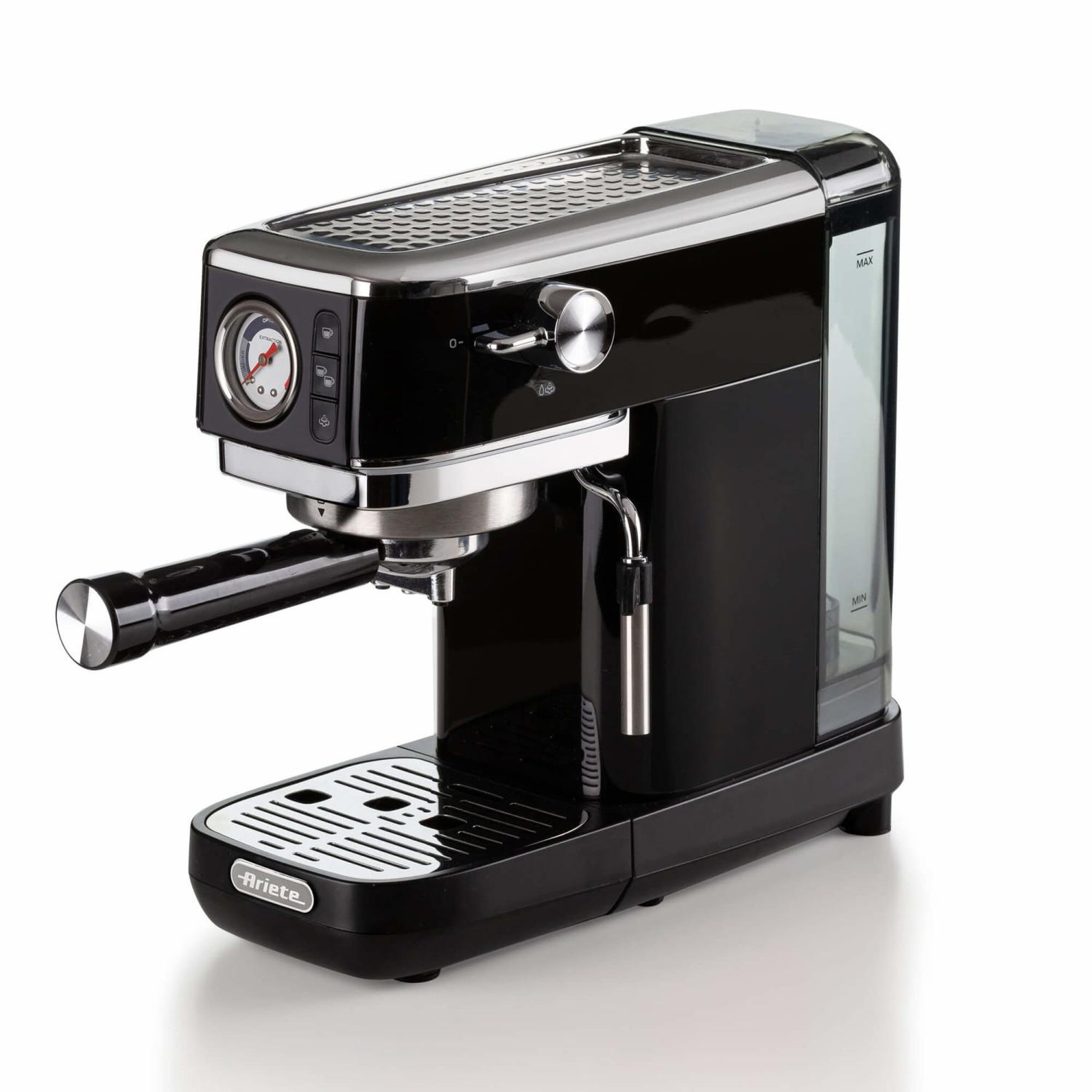 Voir la diapositive 2 : ARIETE Machine à café expresso en métal ariete 1381 avec manomètre en métal gris