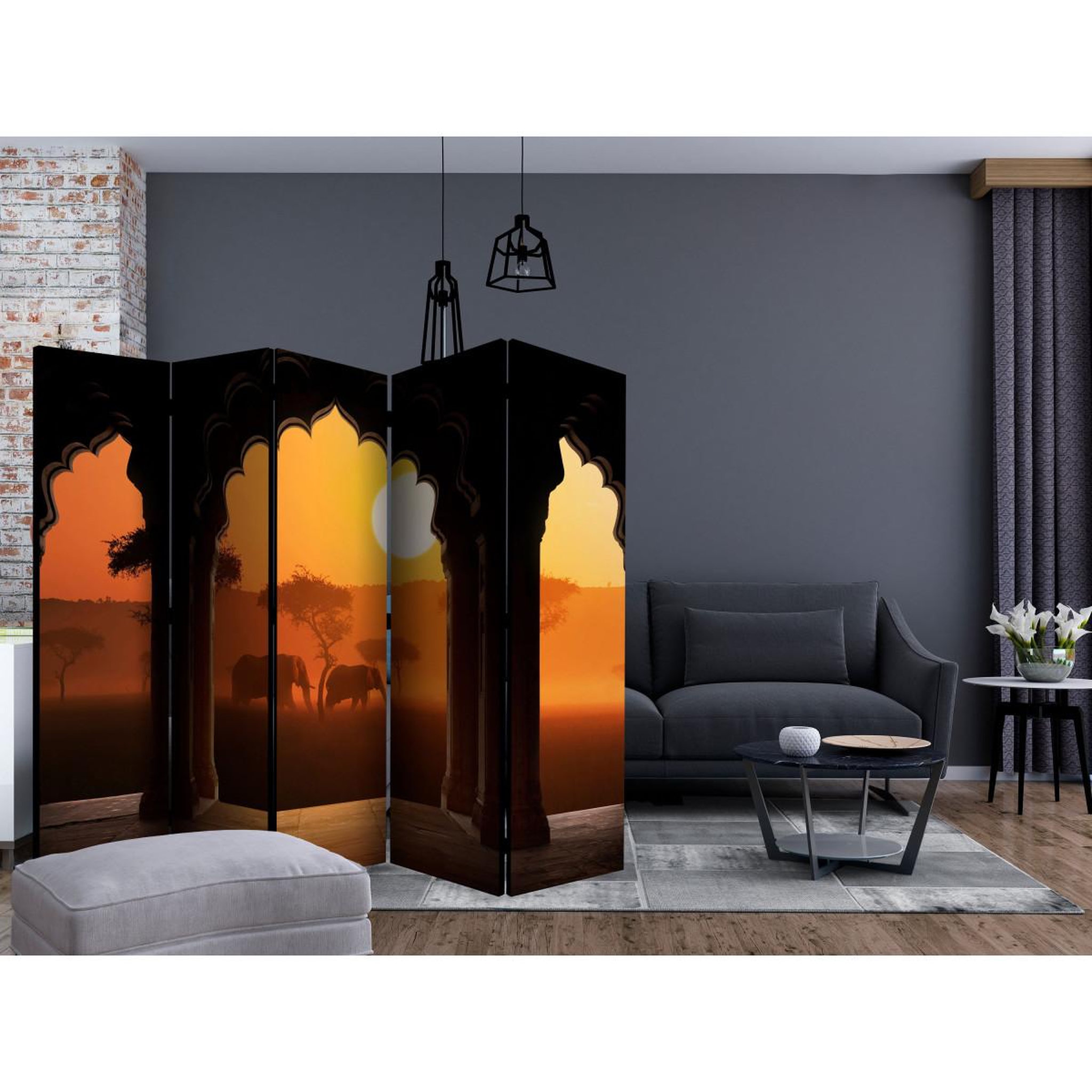 Voir la diapositive 2 : Paris Prix Paravent 5 volets  hear africa  172x225cm