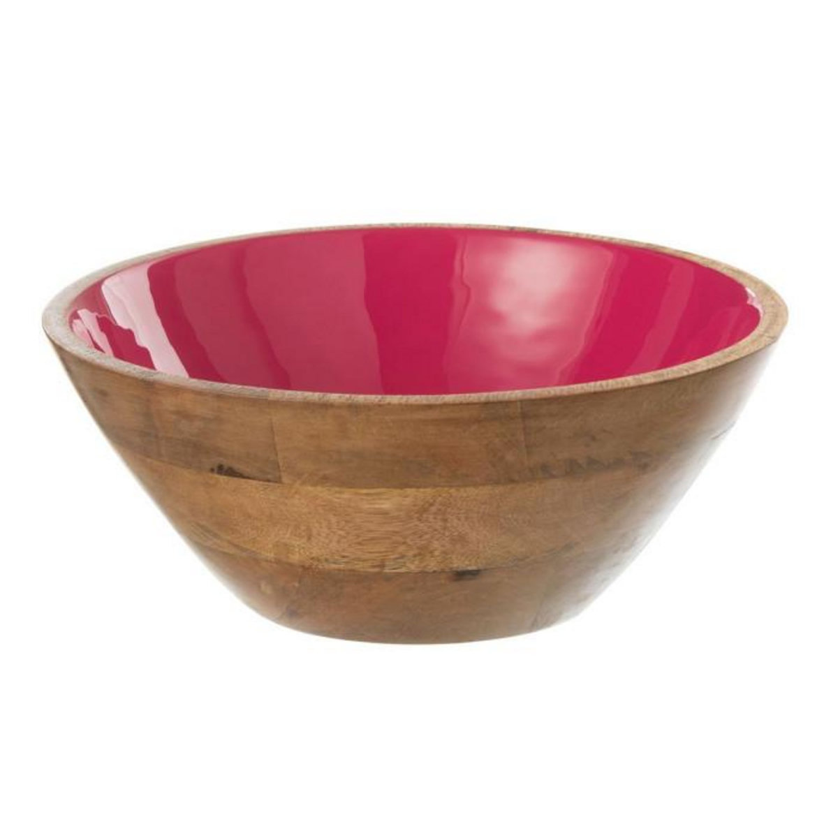 Paris Prix Saladier Rond en Bois  Kos  30cm Marron & Fuchsia