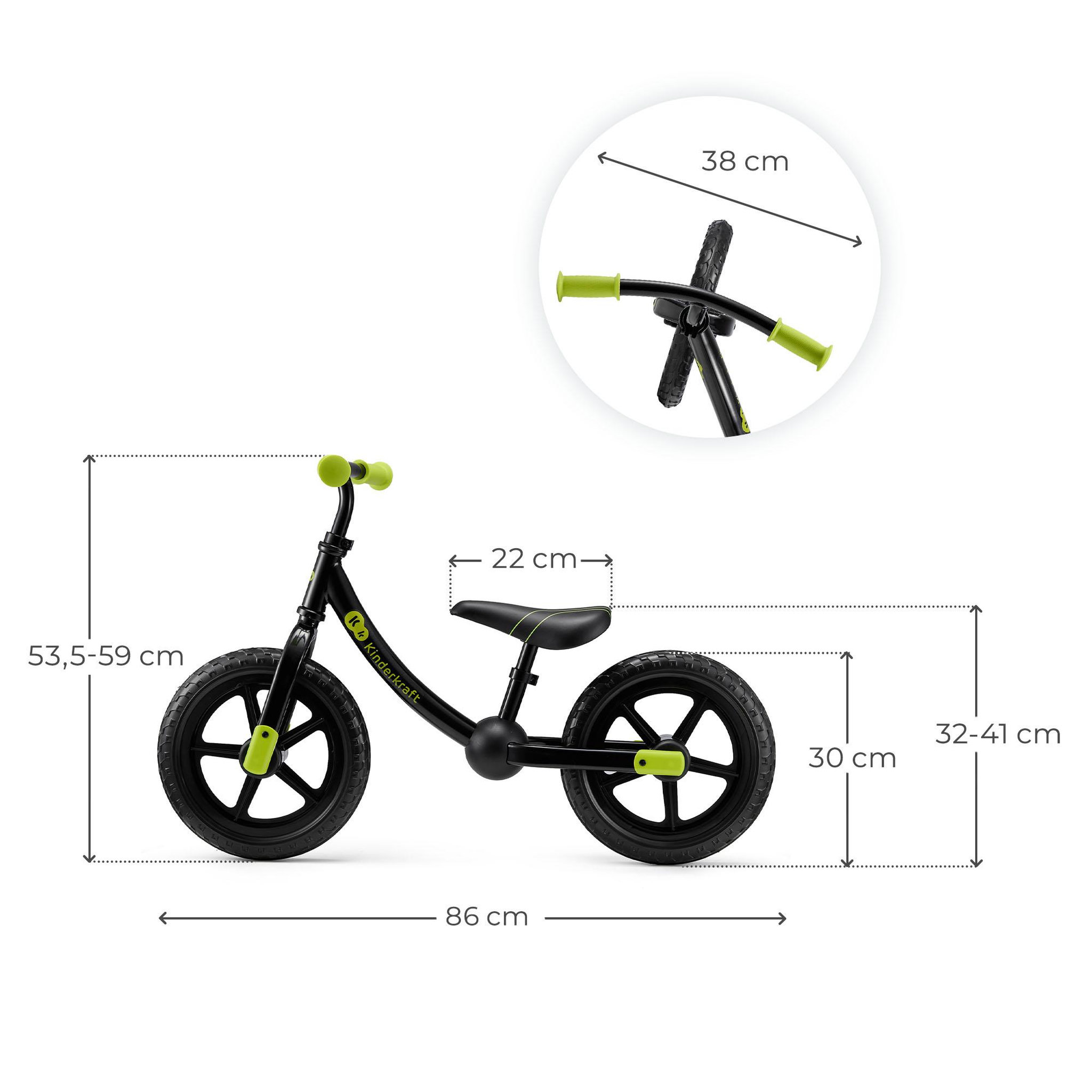 Voir la diapositive 6 : KINDERKRAFT Draisienne enfant grandes roues tout terrain réglable