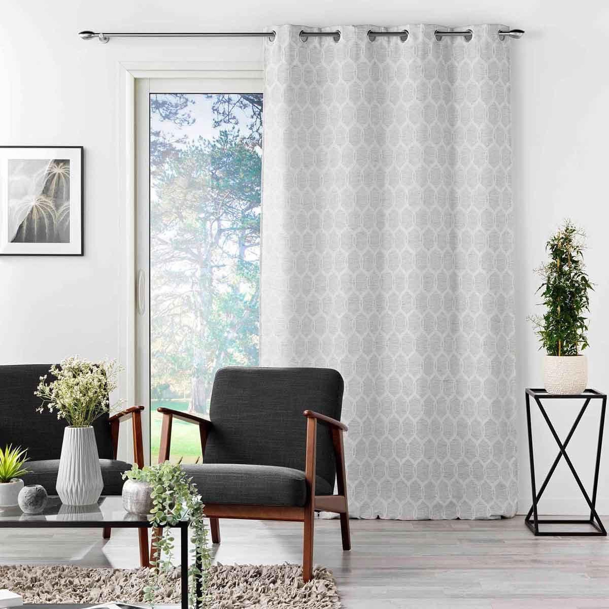 Voir la diapositive 4 : Douceur d'Intérieur Rideau à œillets jacquard  utopia  140x260cm gris
