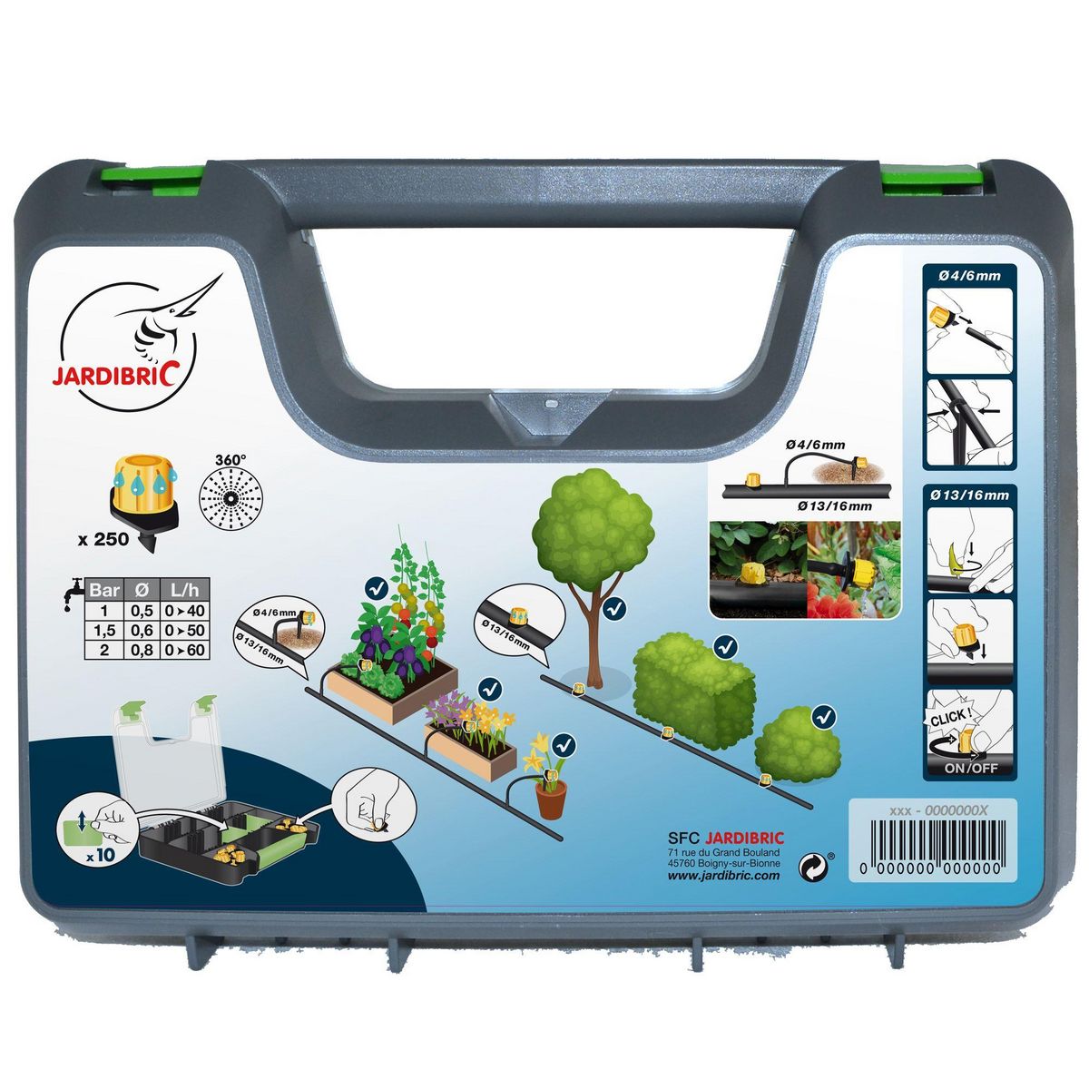 Jardibric Mallette de 250 goutteurs 60 l-h max